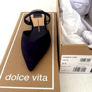 Black suede Dolce Vita Kanika low flat